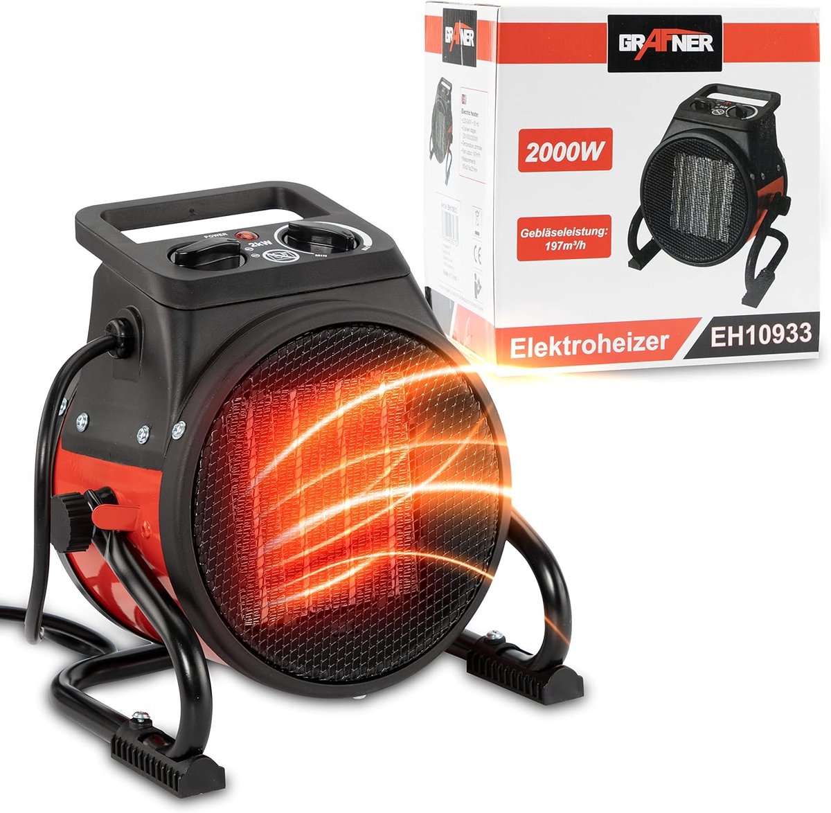 Keramische Ventilatorkachel 2000 watt met Automatische Thermostaat en Oververhittingsbeveiliging