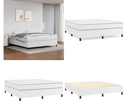 vidaXL - Boxspring - met - matras - kunstleer - wit - 160x200 - cm