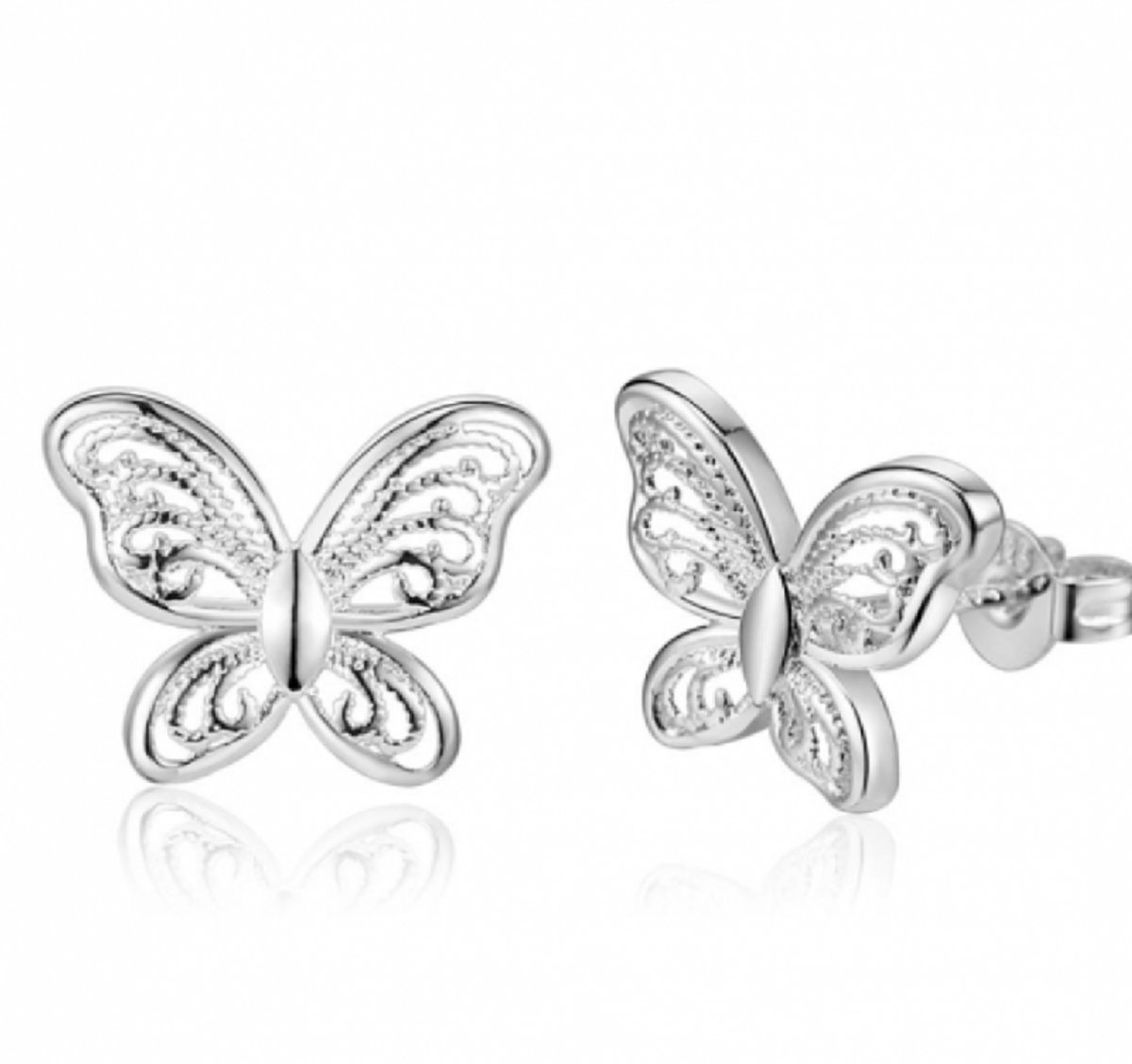 Vlinder - filigraan - oorbellen - zilverplating - Charme Bijoux