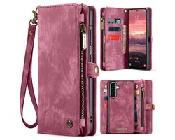 CaseMe Hoesje - Geschikt voor Samsung Galaxy A56 Hoesje - CaseMe 008 2-in-1 Book Case & Back Cover met Portemonnee - Pink