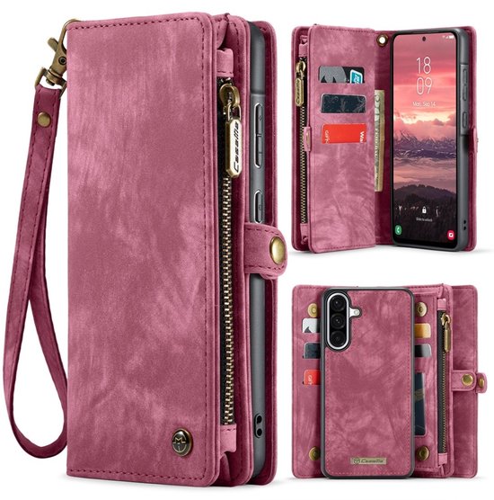 CaseMe Hoesje - Geschikt voor Samsung Galaxy A56 Hoesje - CaseMe 008 2-in-1 Book Case & Back Cover met Portemonnee - Pink