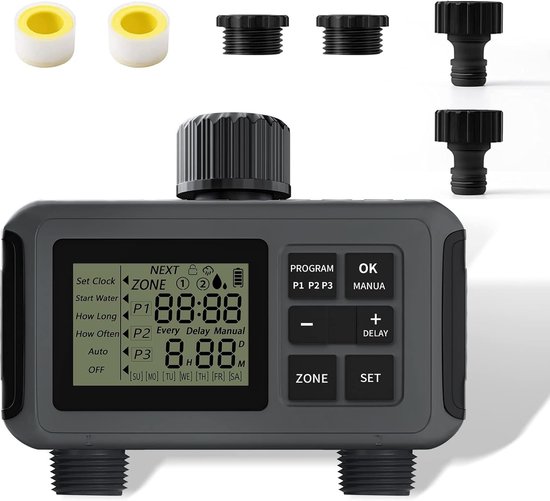 Foto: Irrigatiecomputer met 2 uitgangen slimme watertimer voor tuin en broeikas