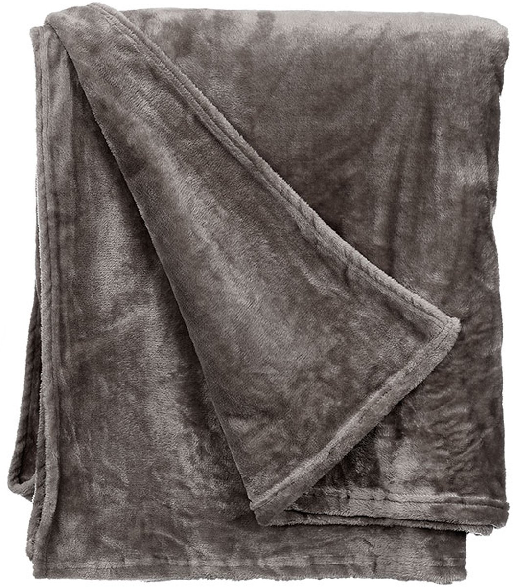 Giftdecor Fleece deken/plaid - donkergrijs - polyester - 130 x 160 cm - Fluffy/zachte stof