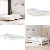 Bol.com vidaXL Bed stapelbaar 75x190 cm massief grenenhout wit - Stapelbaar Bed - Stapelbare Bedden - Slaapmeubel - Bedframe aanbieding