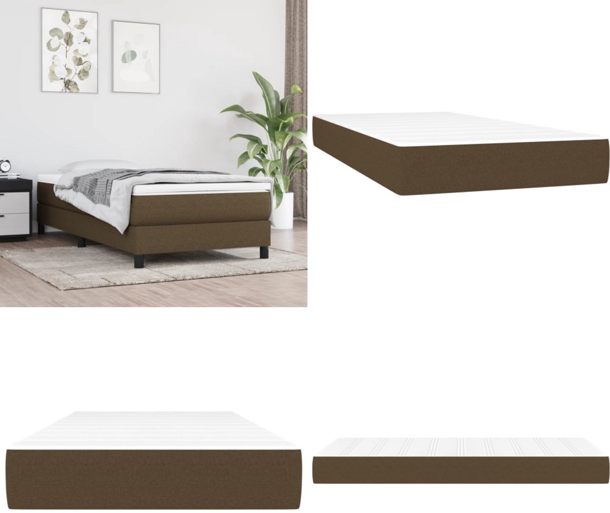vidaXL Pocketveringmatras 80x200x20 cm stof donkerbruin - Pocketveringmatras - Pocketveringmatrassen - Matras - Pocketvering Matras