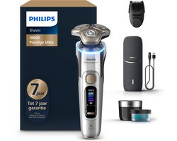 Philips Shaver i9000 Prestige Ultra Elektrisch Scheerapparaat Voor Mannen - Met UV Oplaadcase, Quick Clean Pod & Baardstyler - Zilver - XP9404/46 Image