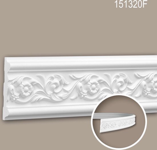 gips skelet Af en toe Wandlijst 151320F Profhome Lijstwerk flexibele lijst Sierlijst rococo barok  stijl wit 2 m | bol.com