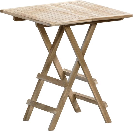 Teakhouten Tuinset Ibiza – 2 Stapelbare Stoelen Ronde Klaptafel 80 cm