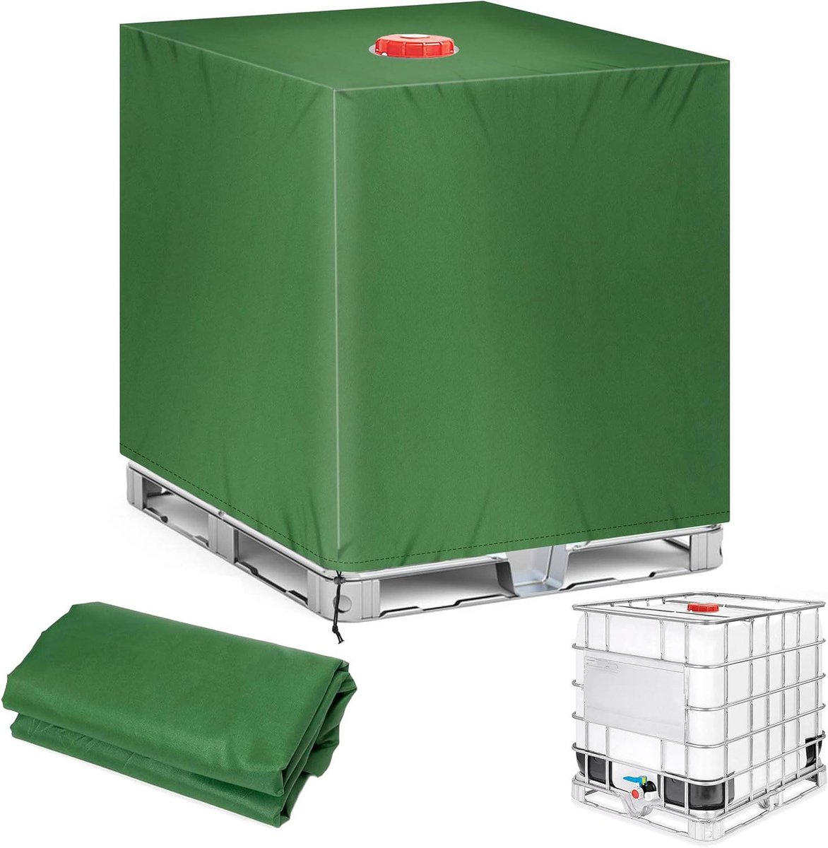 IBC Tankafdekking - Regenwatertank - 1 stuk - Groen - 120 x 100 x 116 cm