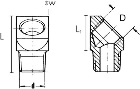 Wurth - Verbindingsstuk 45 graden - Verbindingsstuk van 45° Voor moeilijk bereikbare smeer- en verdeelstukpunten x 10 st