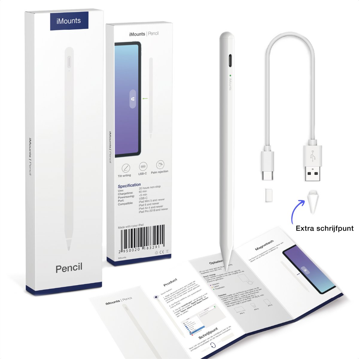 iMounts Apple pencil iPad - USB-C - ipad pen 2e generatie alternatief thumbnail 6