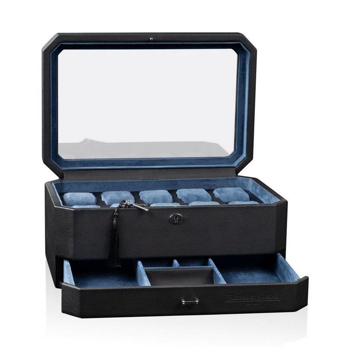 Heisse Söhne - 70019-209.142.55 - Horlogebox - voor 10 Horloges - Kingston 10 - blauw zwart