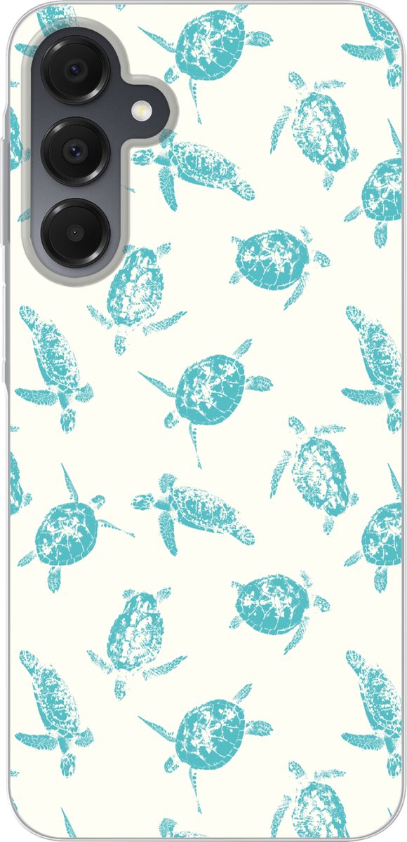 Telefoonhoesje Geschikt voor Samsung Galaxy A16 5G hoesje - Schildpadden - Patroon - Wit - Blauw - Siliconen Telefoonhoesje Telefoonhoesje