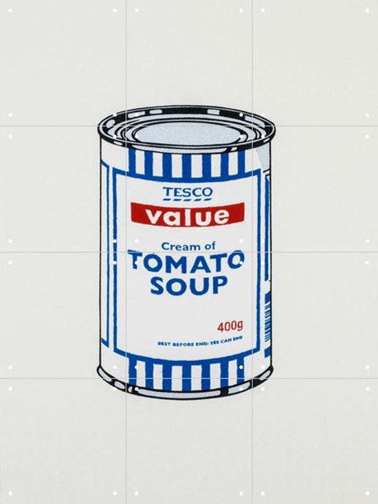 Can de soupe aux tomates IXXI, Banksy - 60 x 80 cm - Support de suspension gratuit - Grande décoration murale et posters - Pop art, graphisme, illustrations, ludique