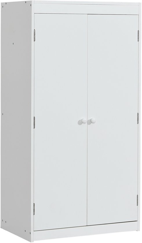 Lit mezzanine Sweiko - 90x200 cm - avec table + armoire + toboggan - Pin + MDF - Wit