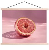Posterhanger incl. Poster 150x113 cm - Schoolplaat - Grapefruit - Roze - Disco - Shiny - Textielposter - Blanke latten
