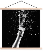 Posterhanger incl. Poster 60x60 cm - Schoolplaat - Champagne - Zwart - Spetters - Popping - Textielposter - Blanke latten