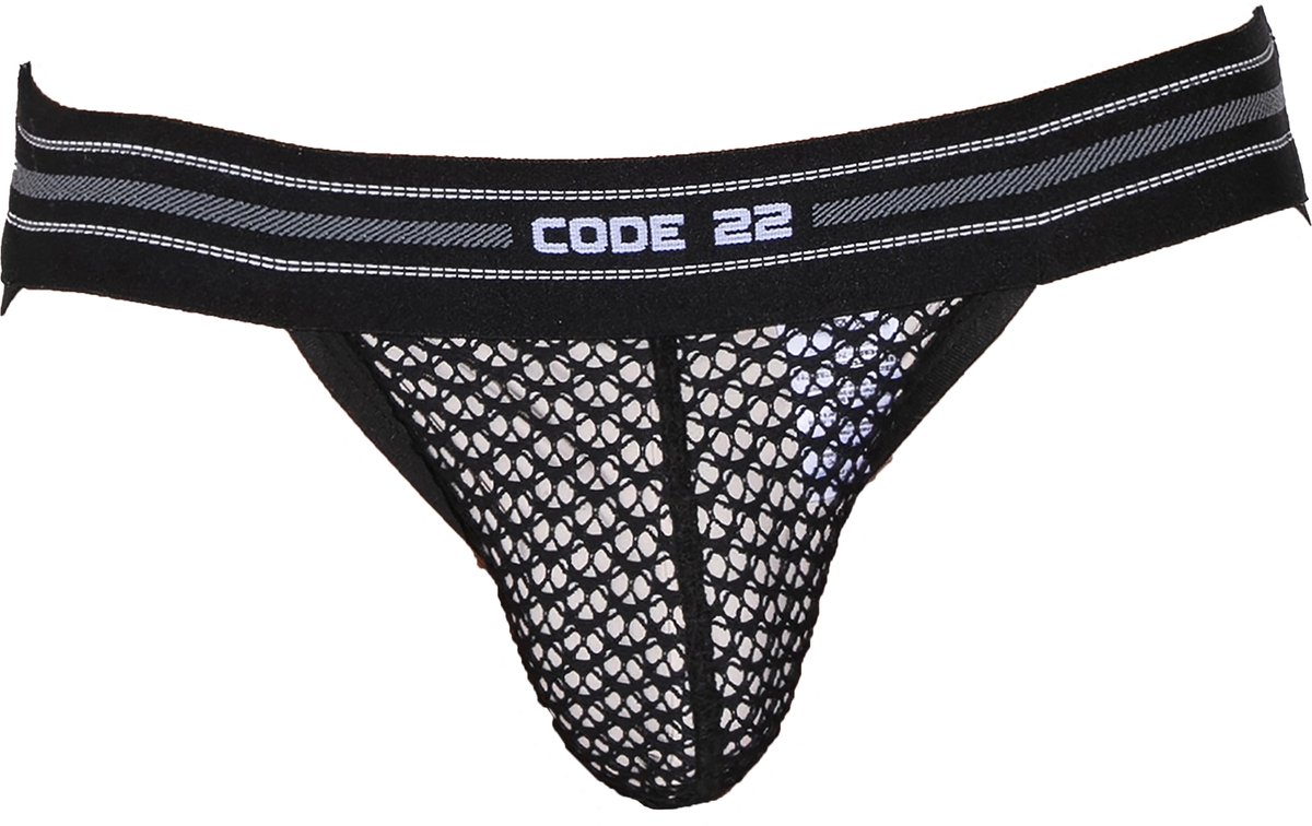 CODE 22 Openwork Jockstrap Black - MAAT L - Heren Ondergoed - Jockstrap voor Man - Mannen Jock