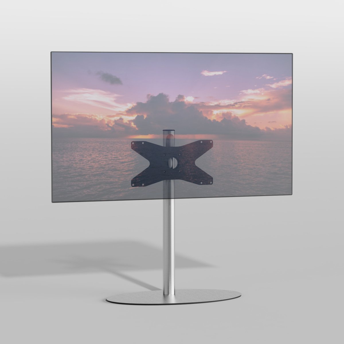 Cavus TV Vloerstatief ELLIPS 80 – geborsteld RVS - hoogte 80cm - VESA 400x200