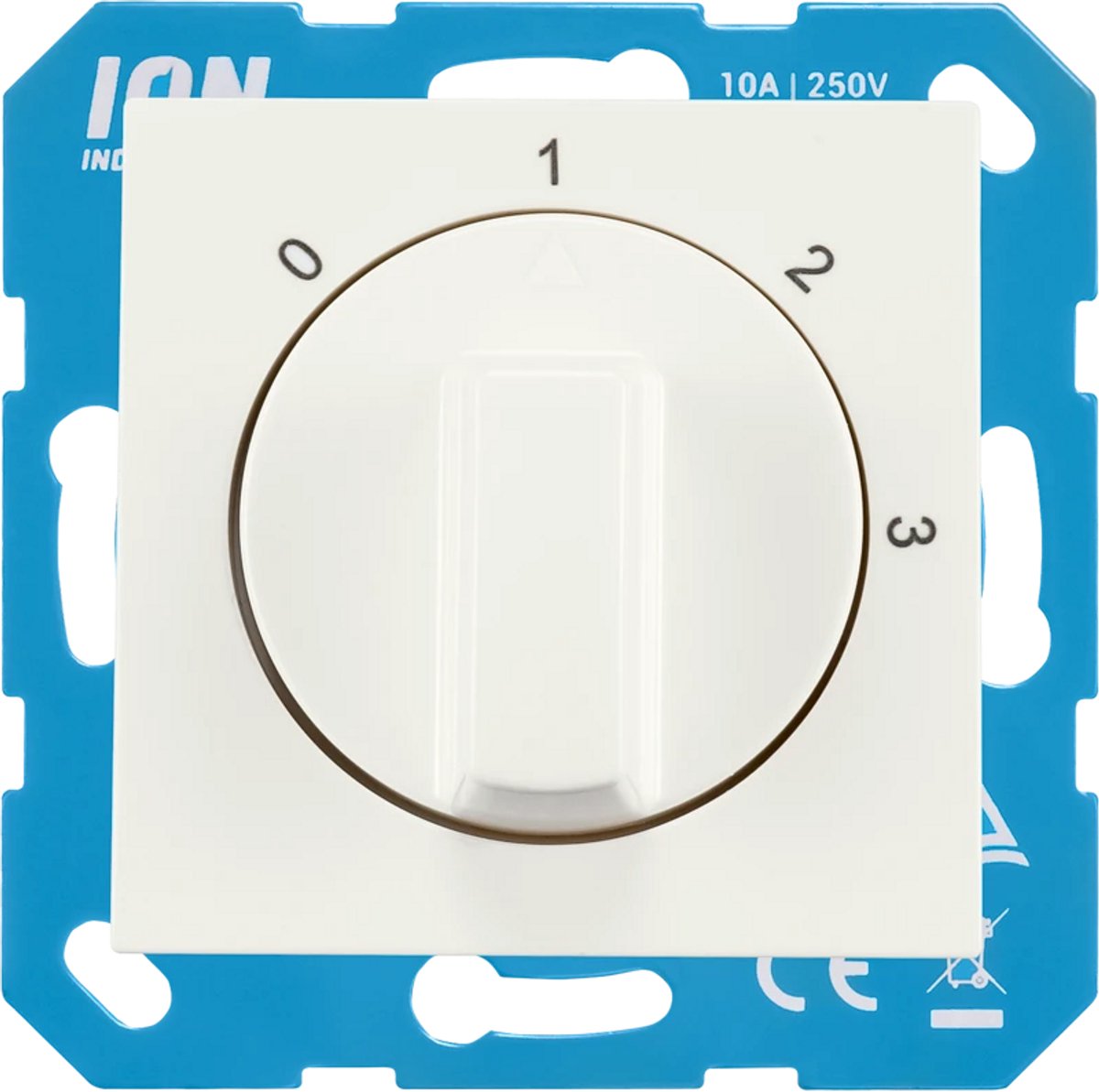 ION industries centraalplaat met draaiknop 3-standenschakelaar met nulstand - V1/J1 alpin wit glanzend (11.300.114)