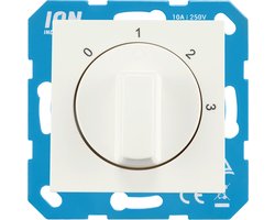 ION industries centraalplaat met draaiknop 3-standenschakelaar met nulstand - V1/J1 alpin wit glanzend (11.300.114)