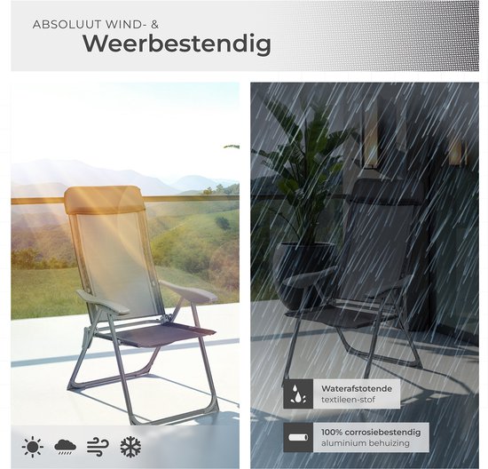 tectake®- Set van 4 Tuinstoelen met Hoge Rugleuning - Aluminium - Klapstoel 5-voudig Verstelbaar met Armleuningen - Fauteuil met Ligfunctie - Tuinmeubelen voor Terras en Camping - Antraciet van TecTake — afbeelding 3