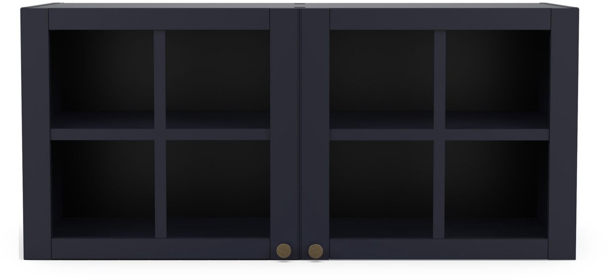 Wandkast Chester - 120x37x55cm - 2 deuren in glas - indigo - CBA - Keuken bovenkast - Blauw - Spaanplaat; Glas