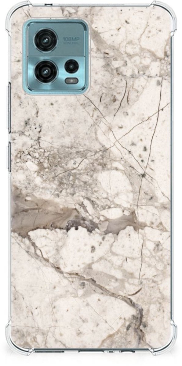 otorola Moto G72 Anti-Shock Hoesje Marmer Beige