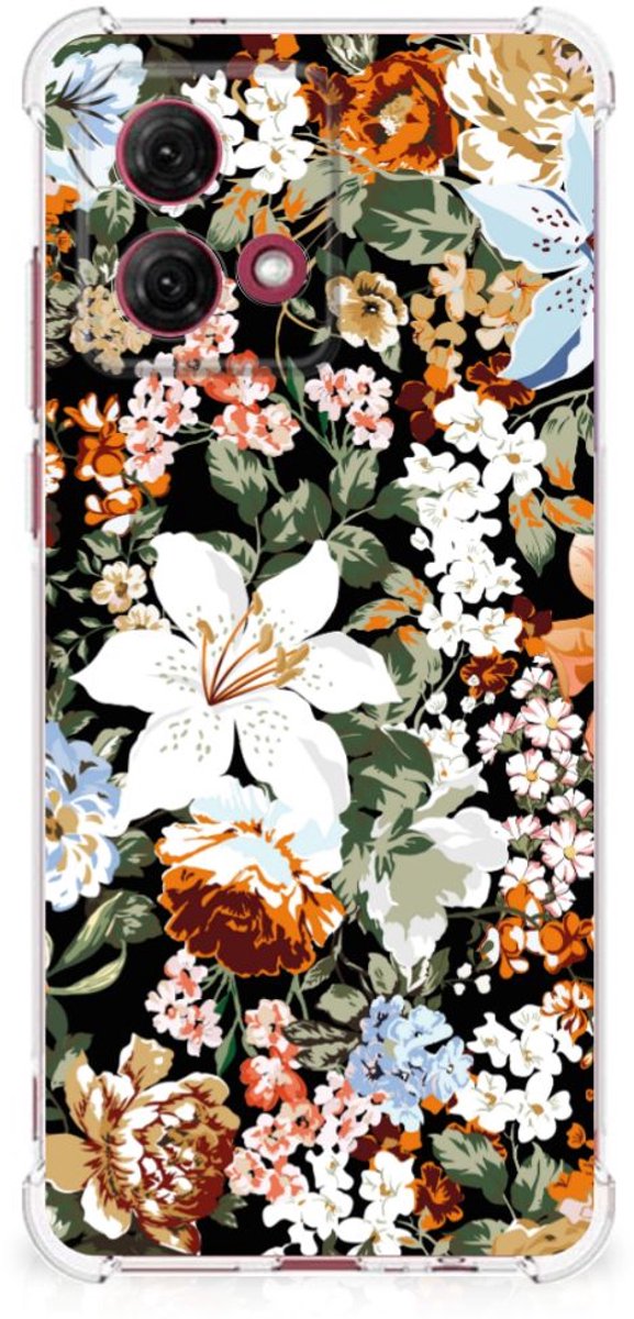 TPU Case Anti-Shock voor Case voor Motorola Moto G84 Dark Flowers