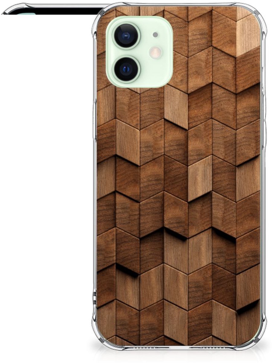 Stevig Telefoonhoesje voor iPhone 12 Mini Wooden Cubes