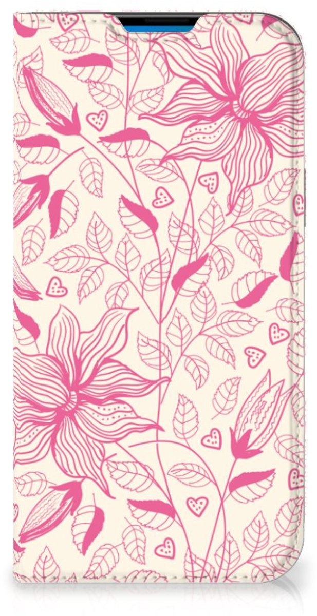 Standcase Hoesje voor iPhone 14 Pro Max Smart Cover Pink Flowers