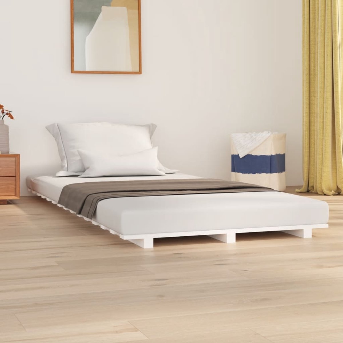 GranMaison Vloerbed – Laag Bedframe – Minimalistisch Design – Stevig en Comfortabel – Geschikt voor Elke Slaapkamer - Wit