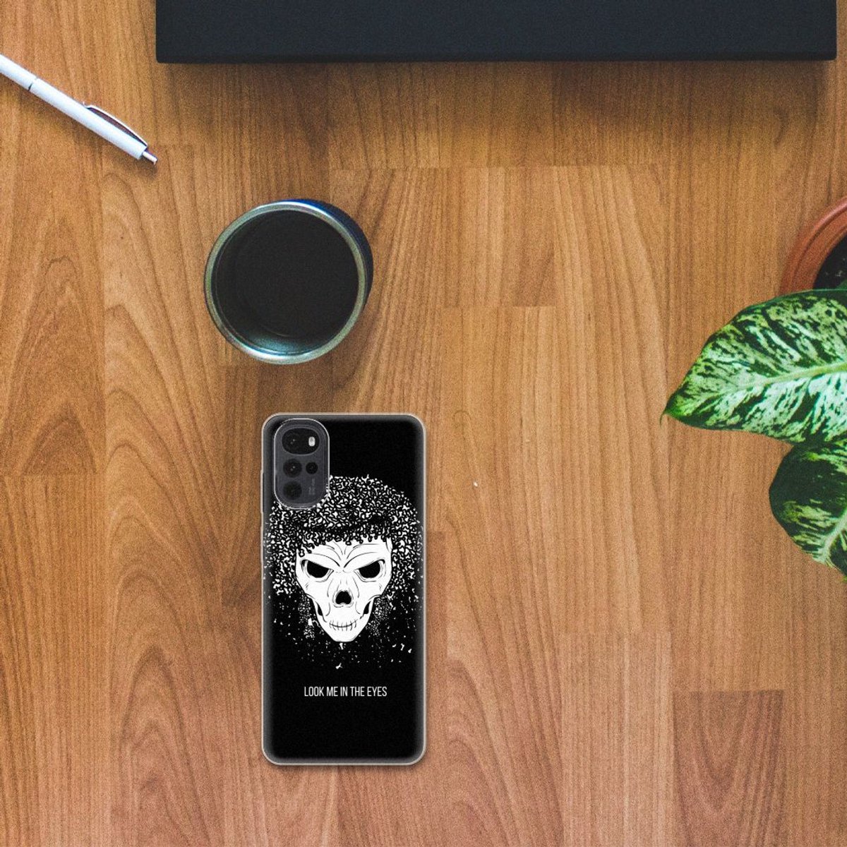 Back Cover voor Silicone Back Case Motorola Moto G22 Skull Hair