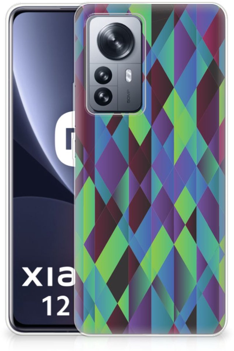 Xiaomi 12 Pro TPU Hoesje Abstract Green Blue