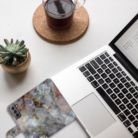 Étui pour téléphone portable Samsung Galaxy S21 FE Book Cover Marble Grijs