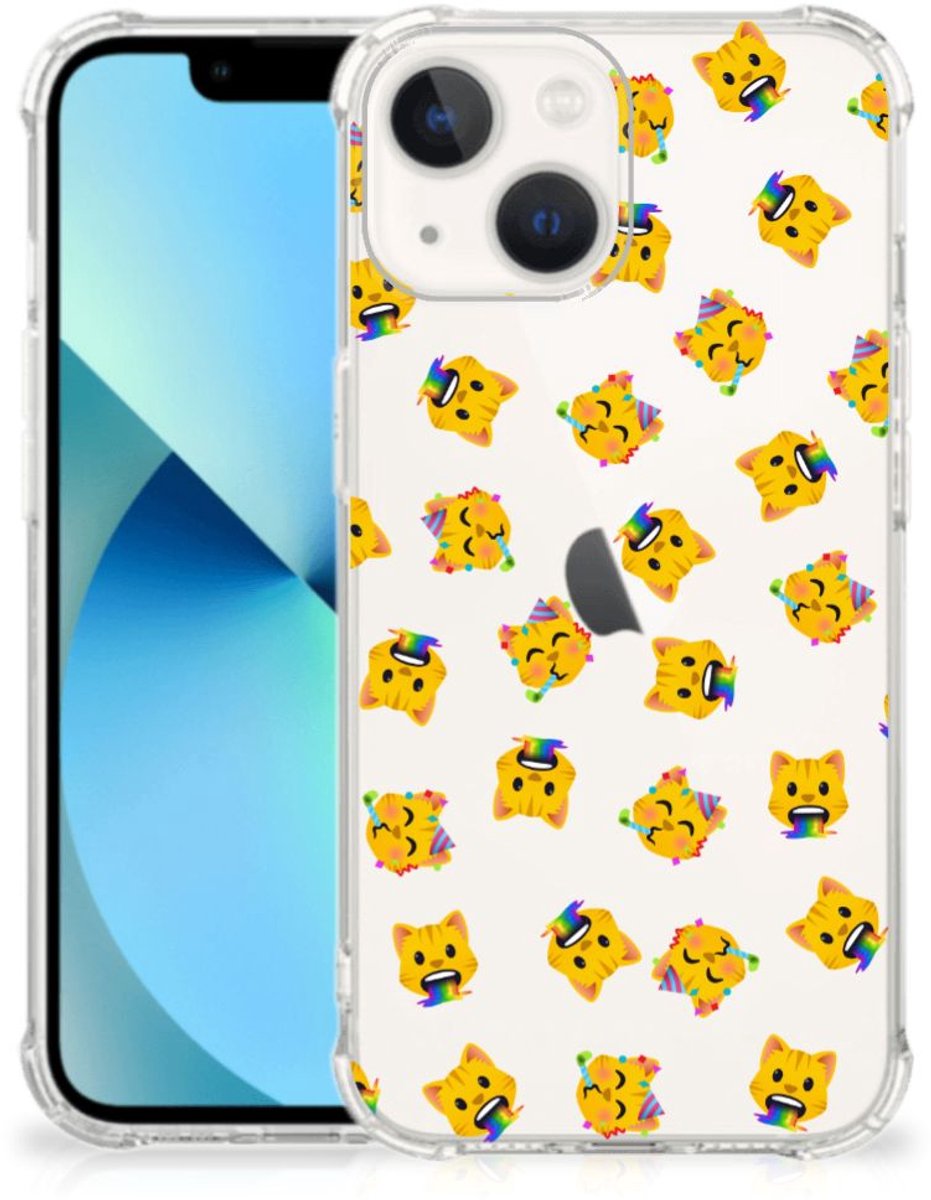 Doorzichtige Silicone Hoesje voor iPhone 13 mini Katten Emojis