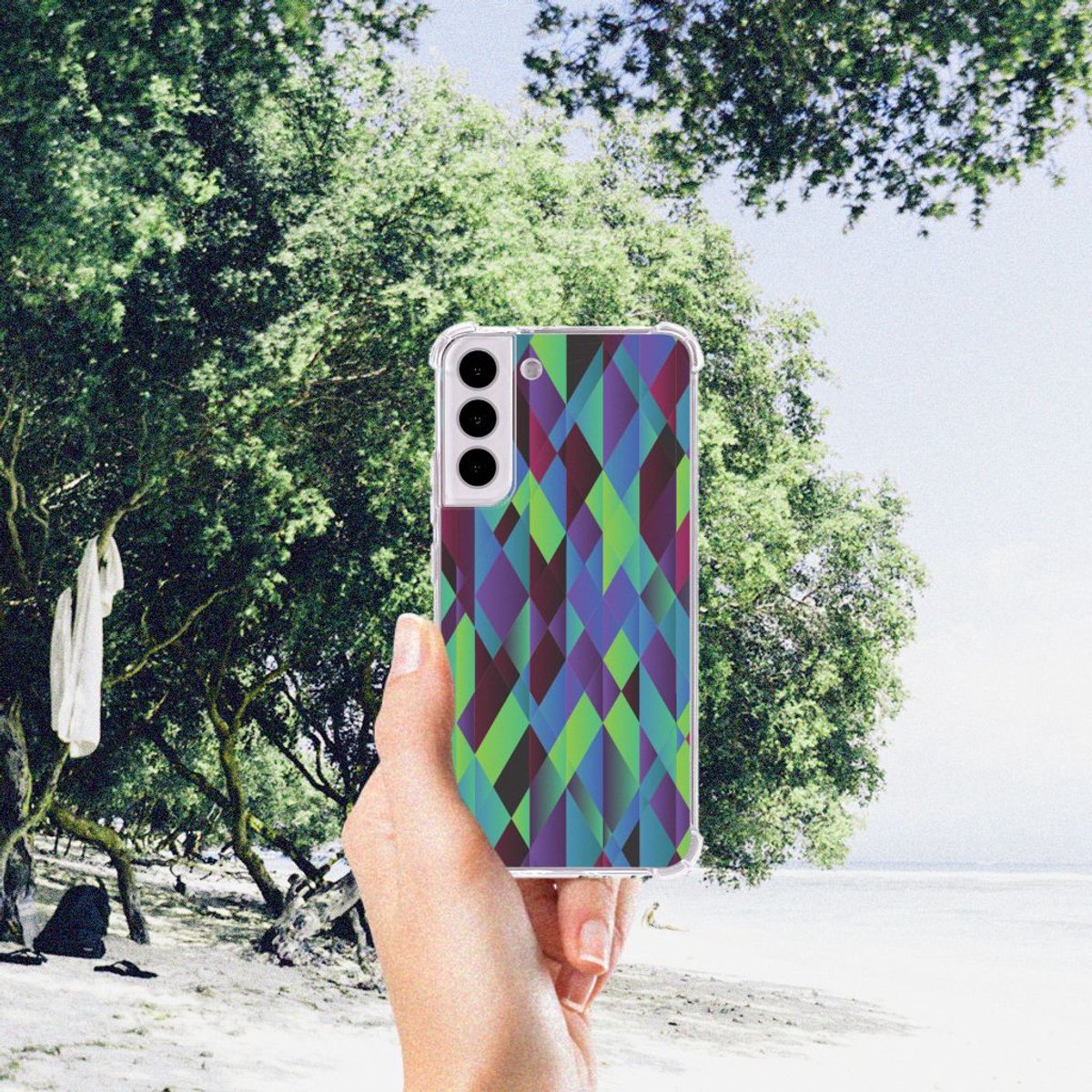 Samsung Galaxy S22 Plus Shockproof Case Abstract Green Blue