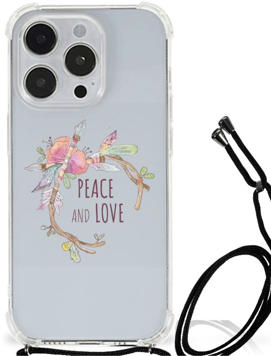 iPhone 14 Pro Stevig Bumper Hoesje Boho Text
