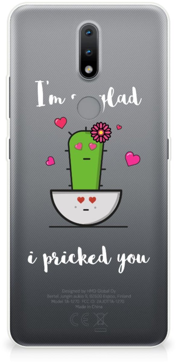 Nokia 2.4 Telefoonhoesje met Naam Cactus Glad