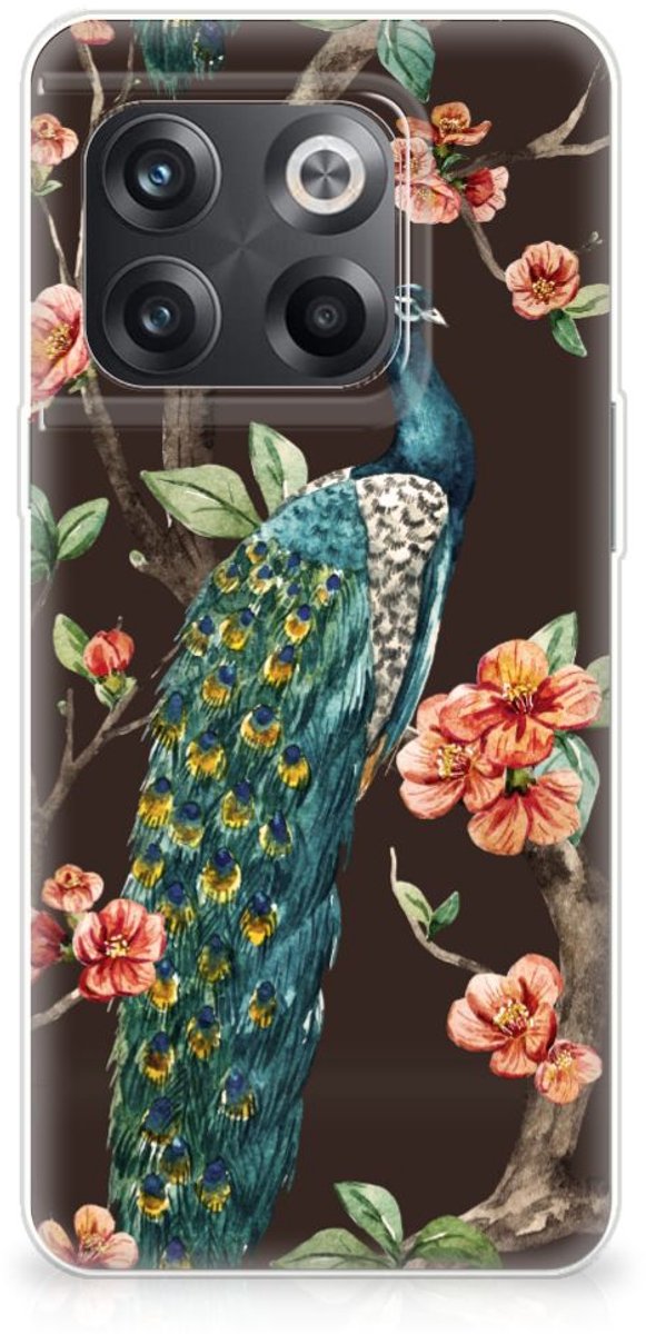 OnePlus 10T TPU Hoesje Pauw met Bloemen