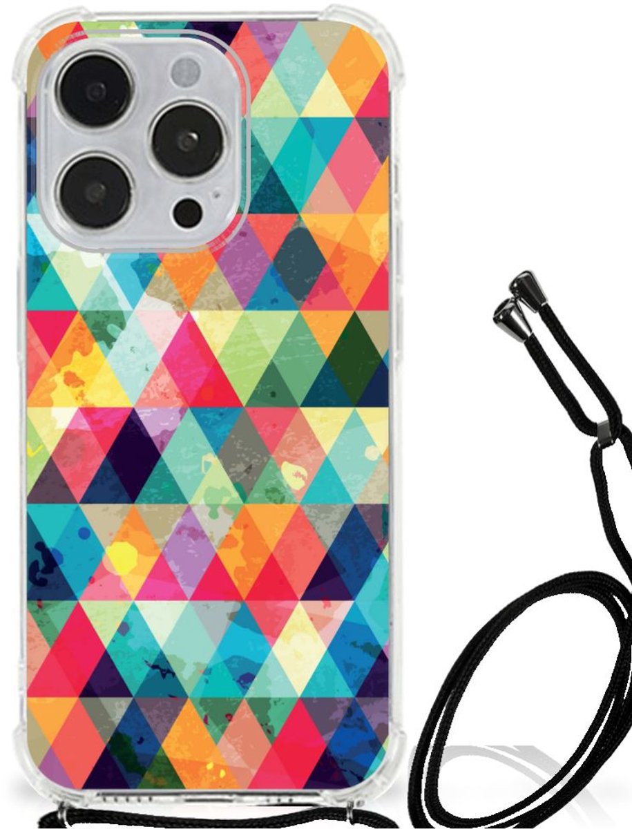 iPhone 14 Pro Doorzichtige Silicone Hoesje Geruit