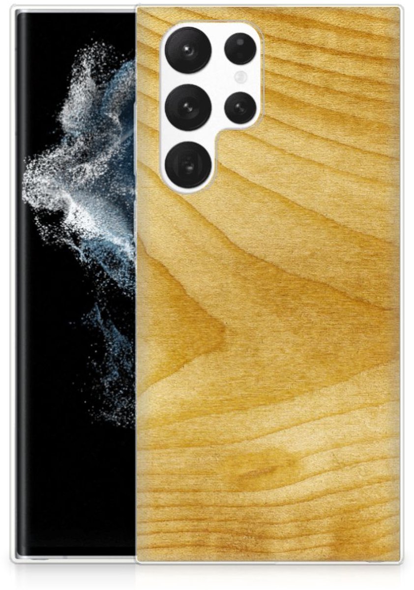 Samsung Galaxy S22 Ultra Bumper Hoesje Licht Hout