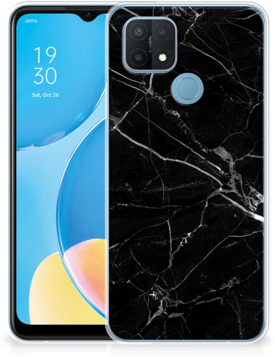 OPPO A15 TPU Siliconen Hoesje Marmer Zwart - Origineel Cadeau Vader