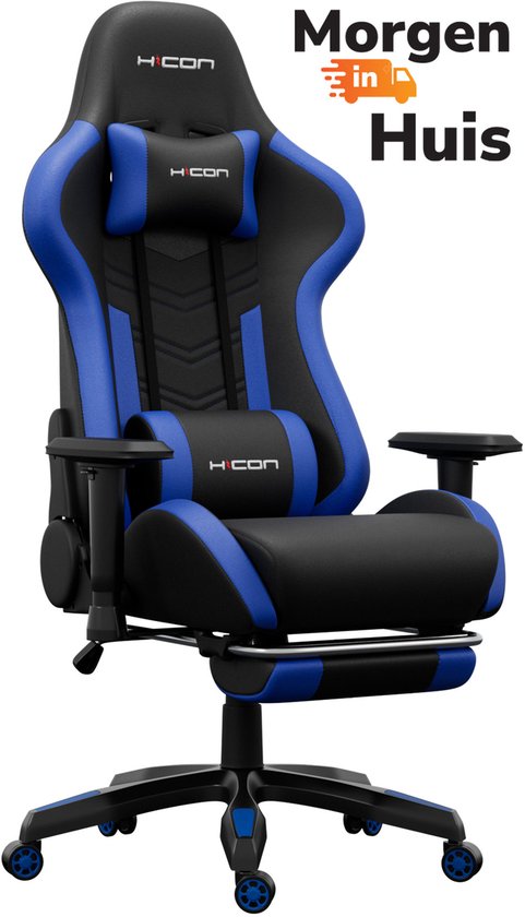 HICON Gamestoel Mondo - Ergonomisch Massagestoel - Gaming stoel - Bureaustoel - Verstelbaar - Gamestoelen - Racing - Gaming Chair - Zwart/Blauw