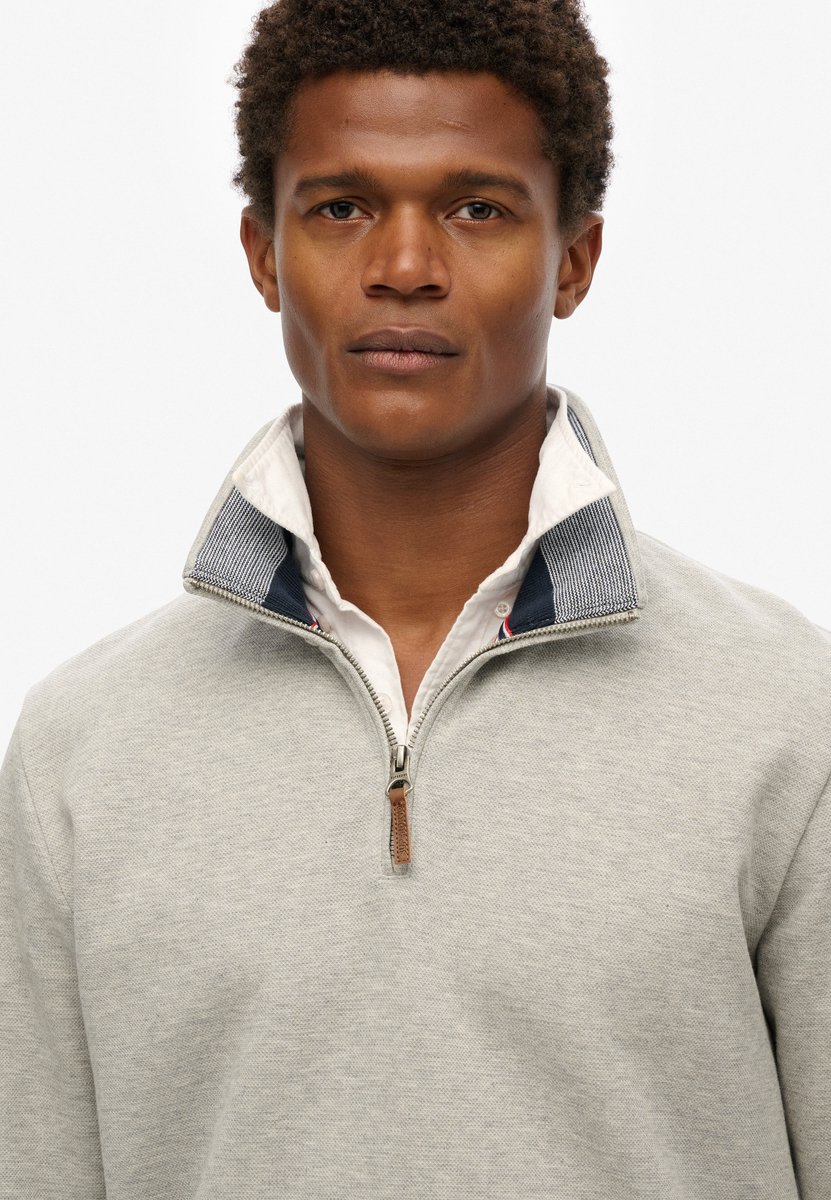 Superdry CORE PIQUE HENLEY Heren Trui Grijs