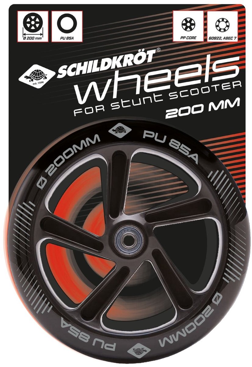 Schildkröt Kick Scooter Stepwiel 200mm Zwart set van 2 stuks