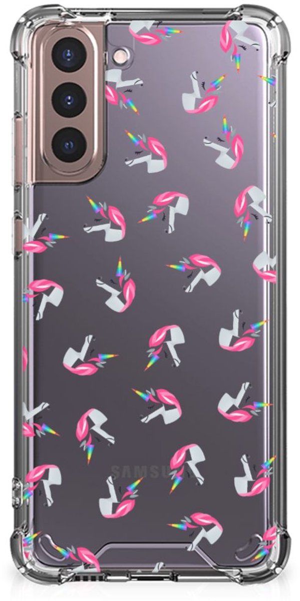 Doorzichtige Silicone Hoesje voor Samsung Galaxy S21 Plus Unicorns