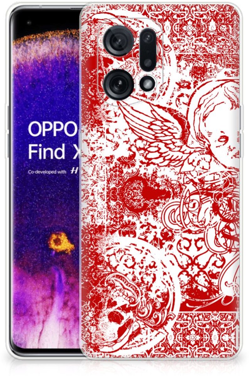 Silicone Back Case OPPO Find X5 Angel Skull Rood