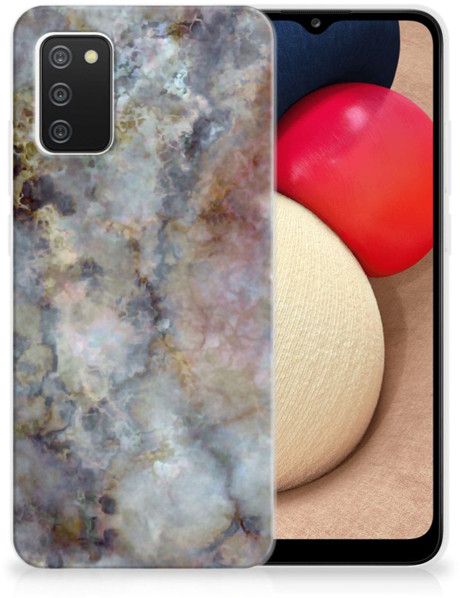 Samsung Galaxy A02s TPU Siliconen Hoesje Marmer Grijs