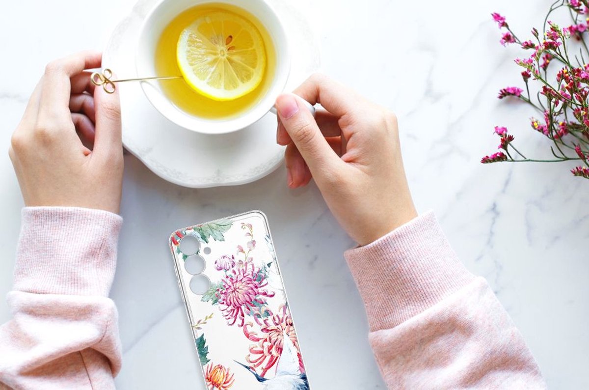 Samsung Galaxy A54 5G TPU Hoesje Bird Flowers